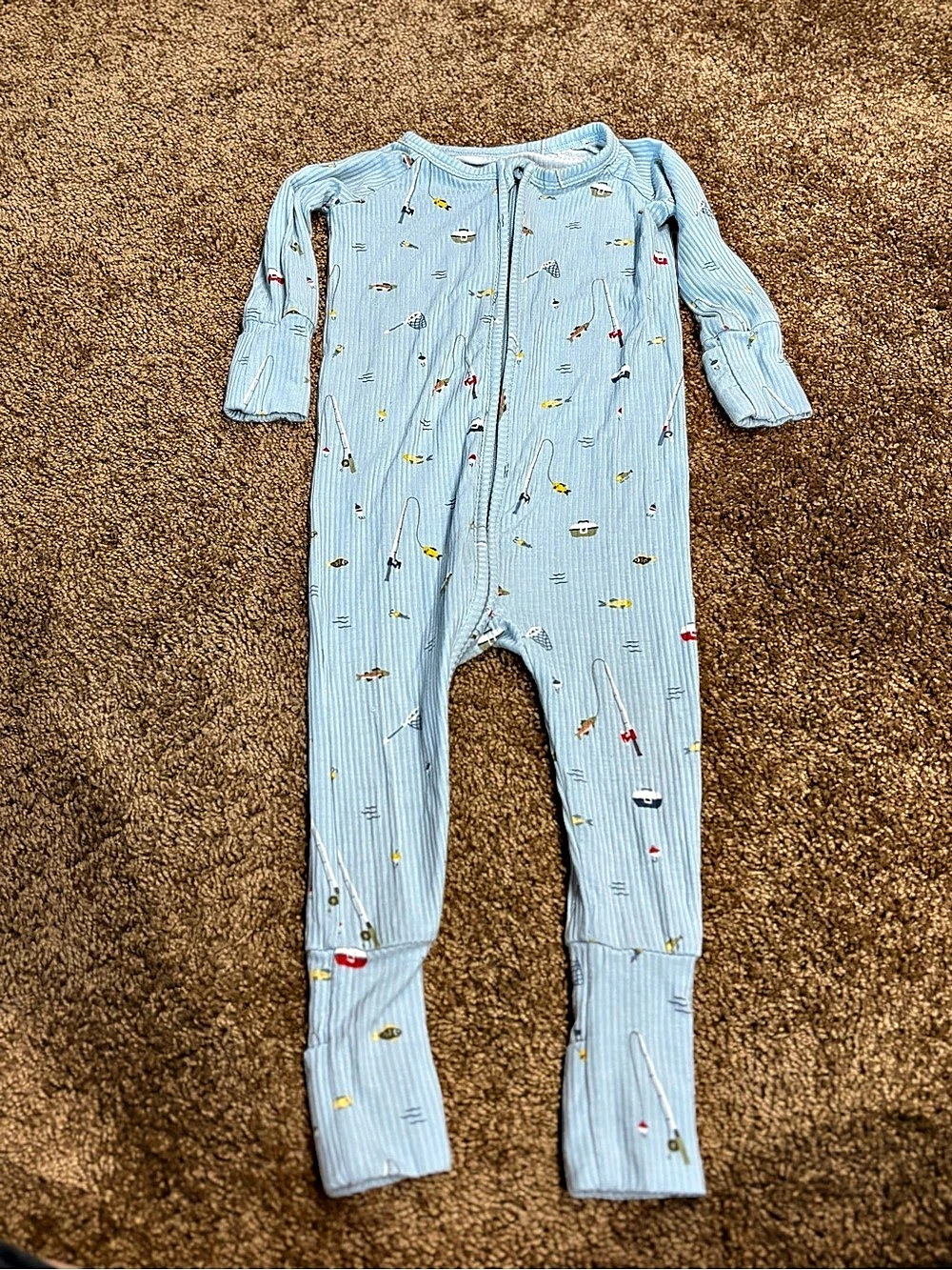 Brave Little Ones Gone Fishing Ribbed Pajama Footie